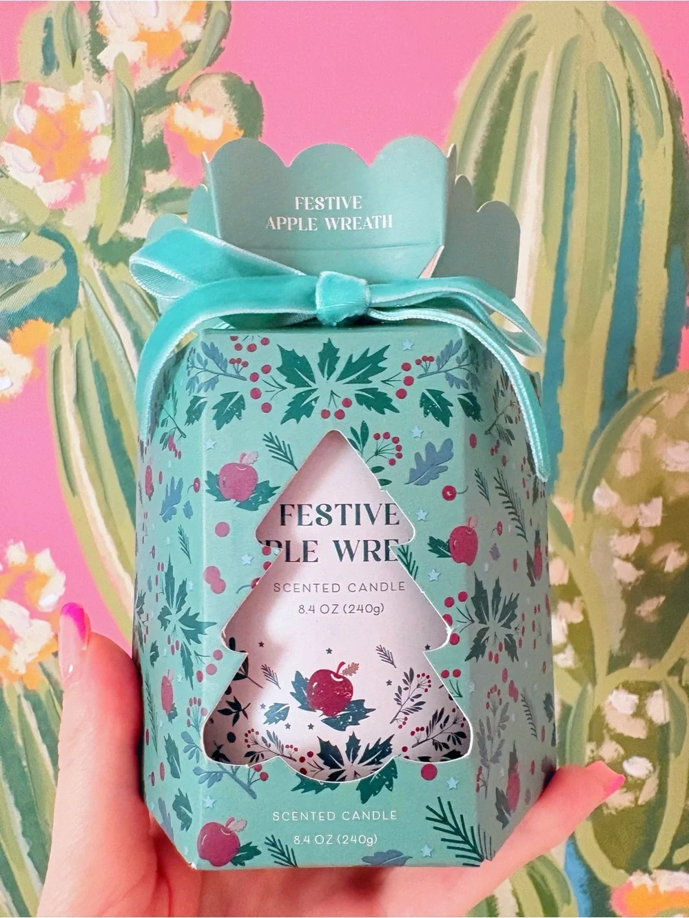 Festive Apple Wreath Single Wick Candle 🎄✨